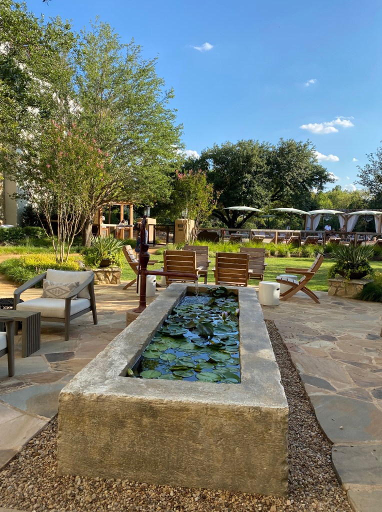 The fabulous back patio at Hotel Drover