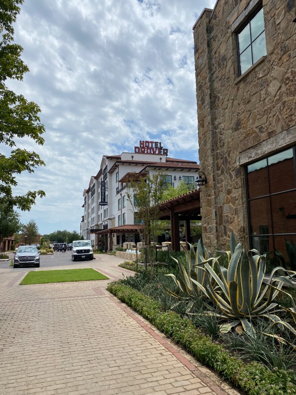 Walking up to hotel Drover from the Stockyards