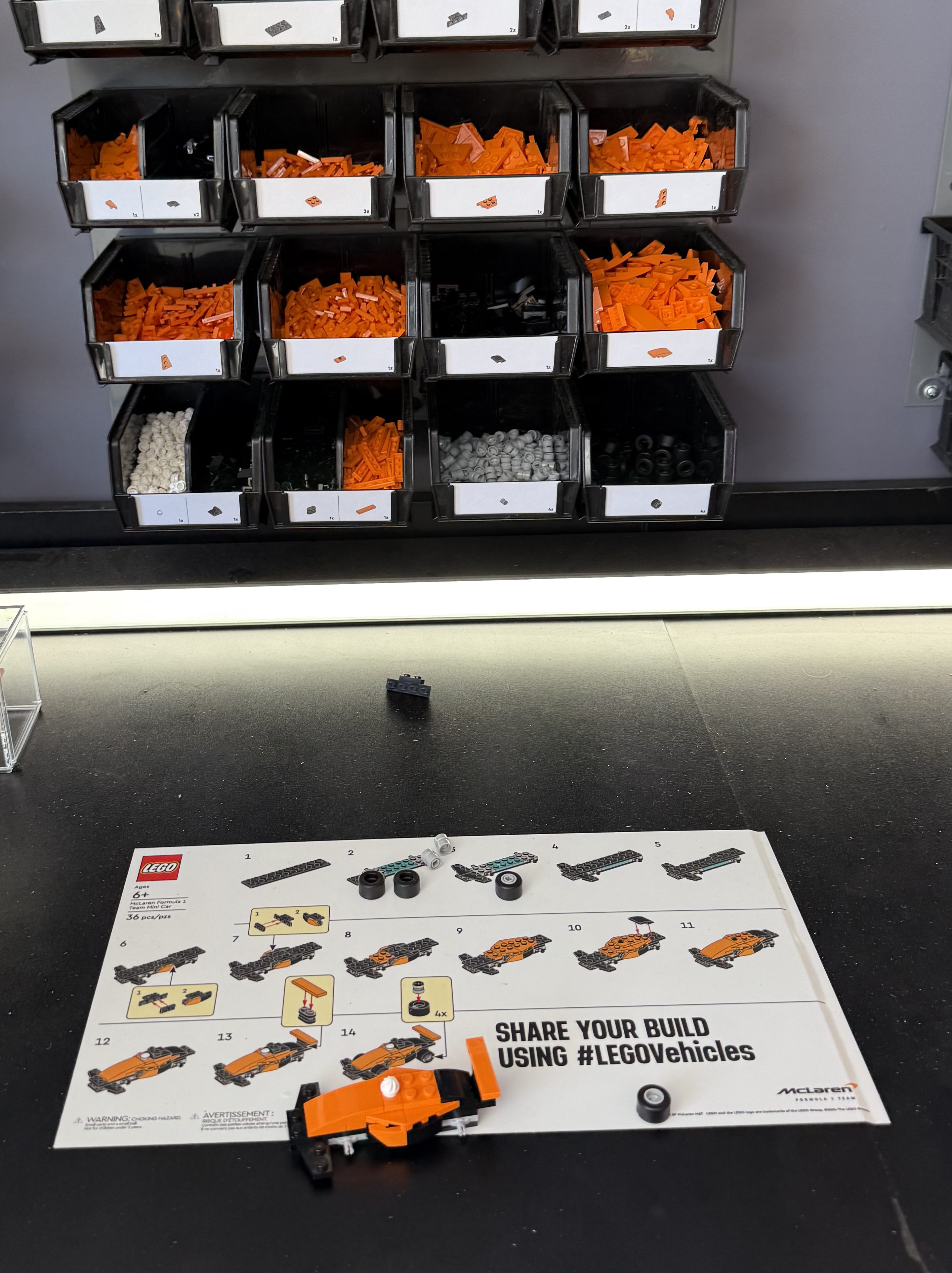 Lego booth pieces to make your own McLaren Lego car at F1 Grand Prix in Austin at COTA 2024