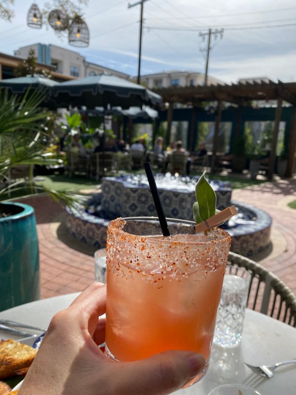 One of the delicious craft cocktails at Paradiso Dallas on their sunny, dog-friendly patio