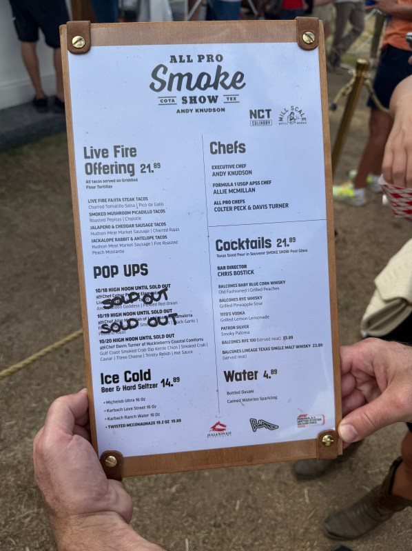 This was one of the "premium" food pop ups but about on par for what you could expect for food and drink prices at COTA.